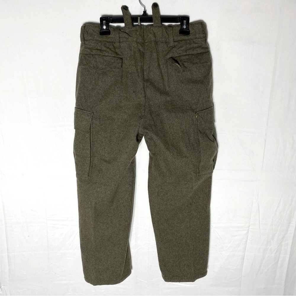 Vintage German Military Army Green Cargo Style Thick Wool Pants 32X27 Militaria - Picture 13 of 14